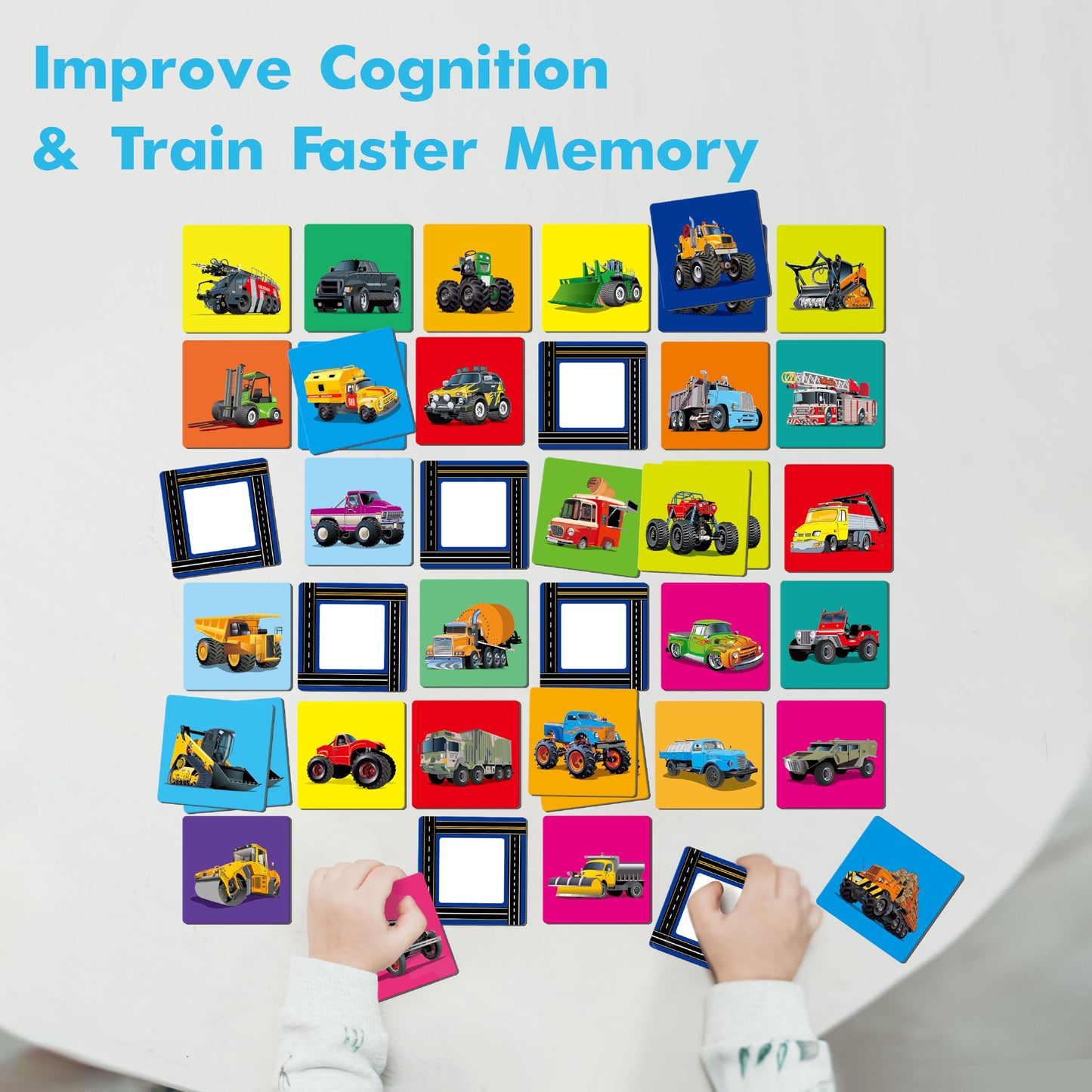 Hebayy Truck Matching Game – 72-Card Transportation Memory Cards for Toddlers & Preschoolers (Ages 4–6)