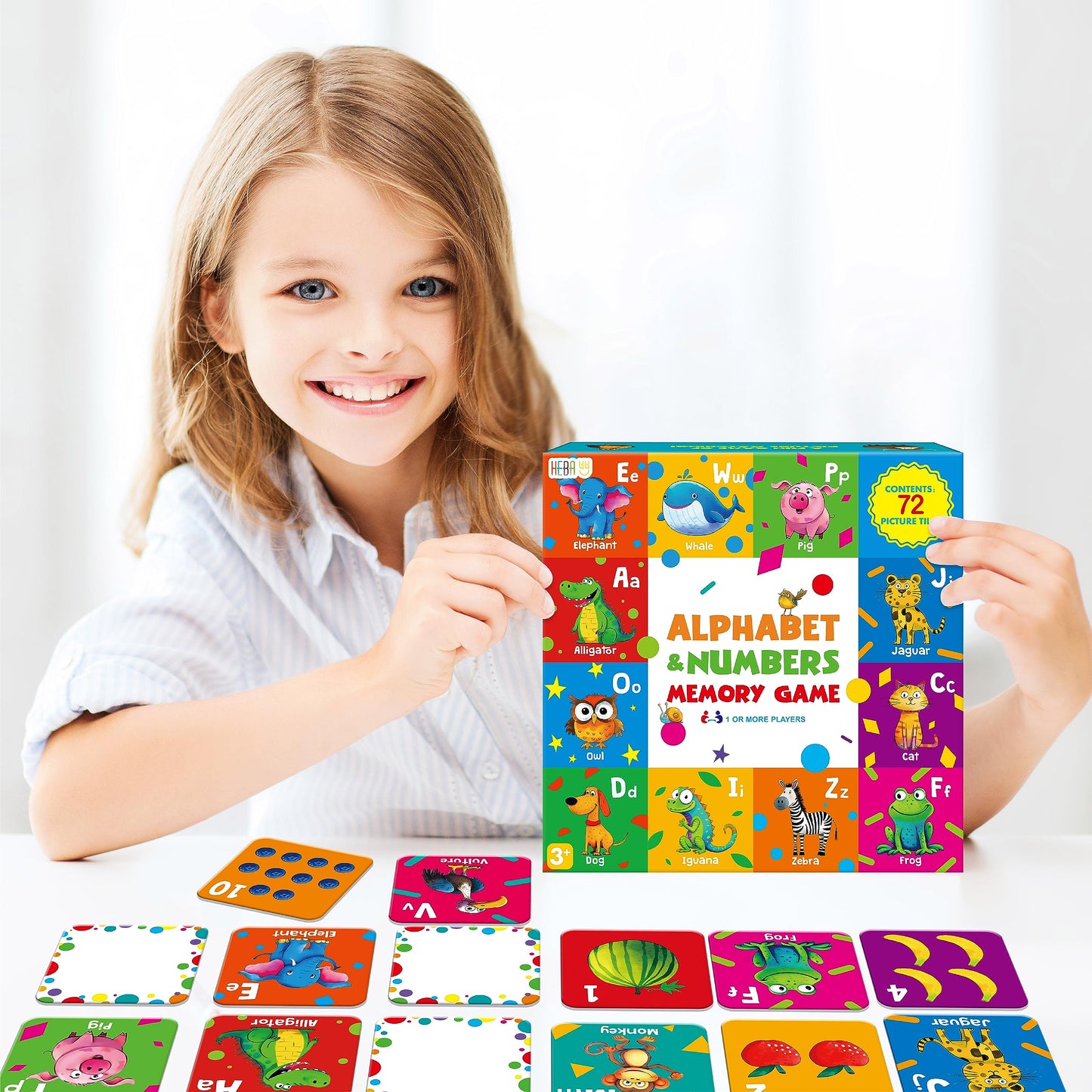 Hebayy 72 PCS Memory Matching Game – Alphabet & Numbers Cards for Toddlers | 36 Pairs for Preschool (Ages 3-6)
