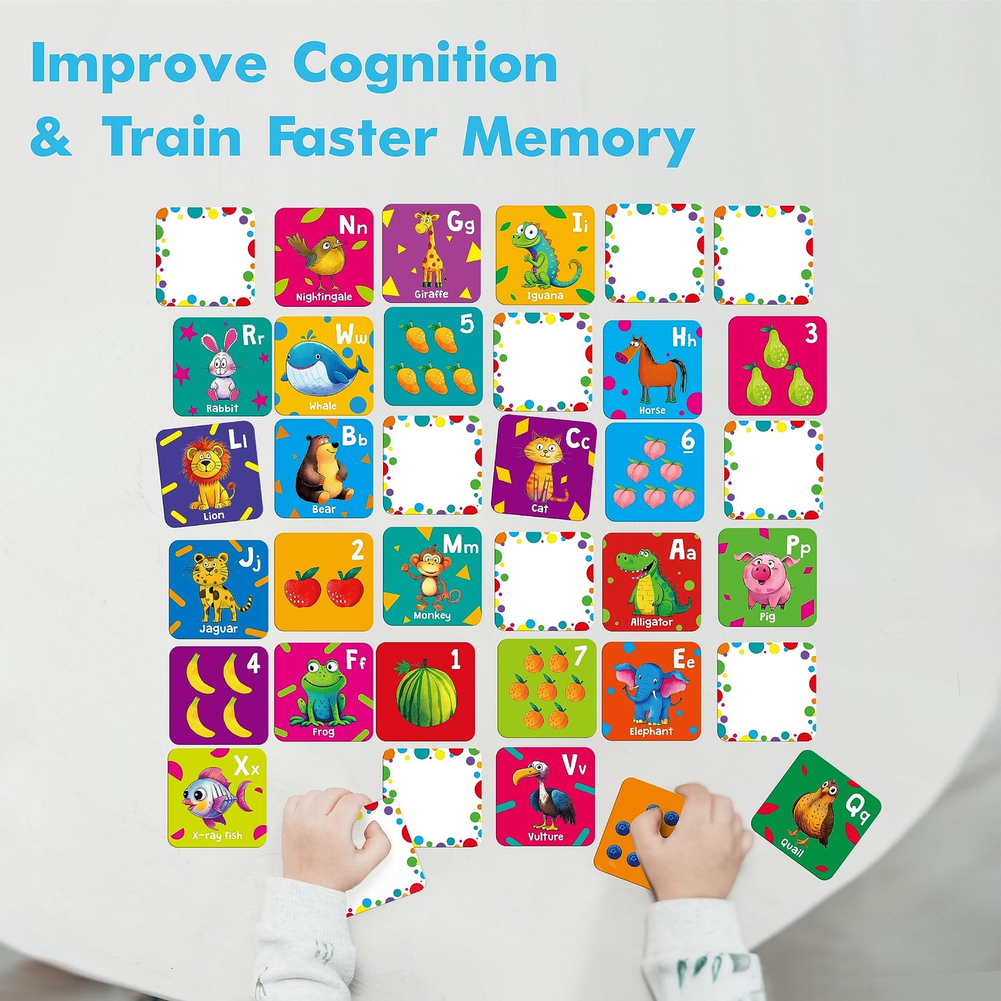 Hebayy 72 PCS Memory Matching Game – Alphabet & Numbers Cards for Toddlers | 36 Pairs for Preschool (Ages 3-6)