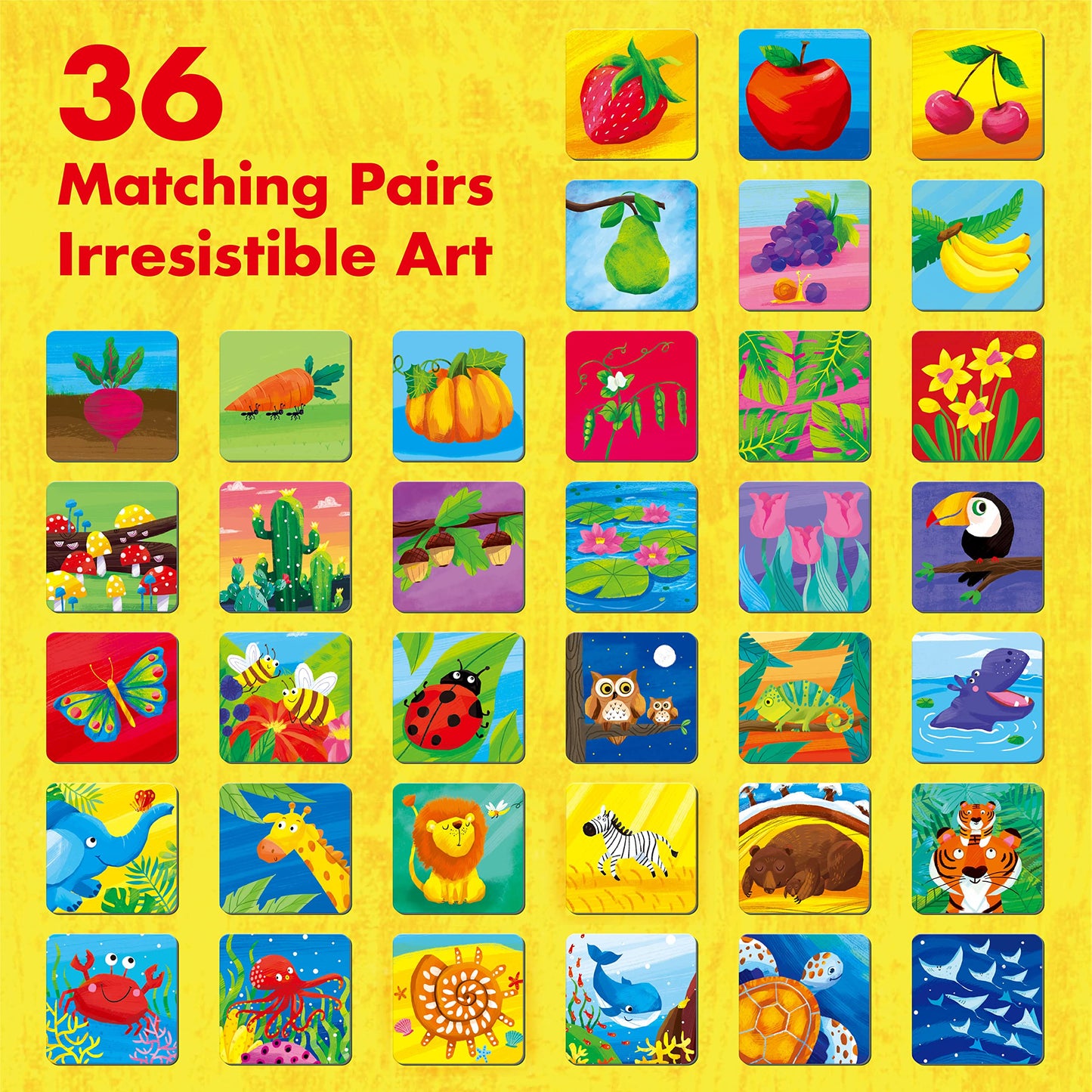 Hebayy Memory Matching Game – 72 Nature-Themed Cards (36 Pairs) for Toddlers