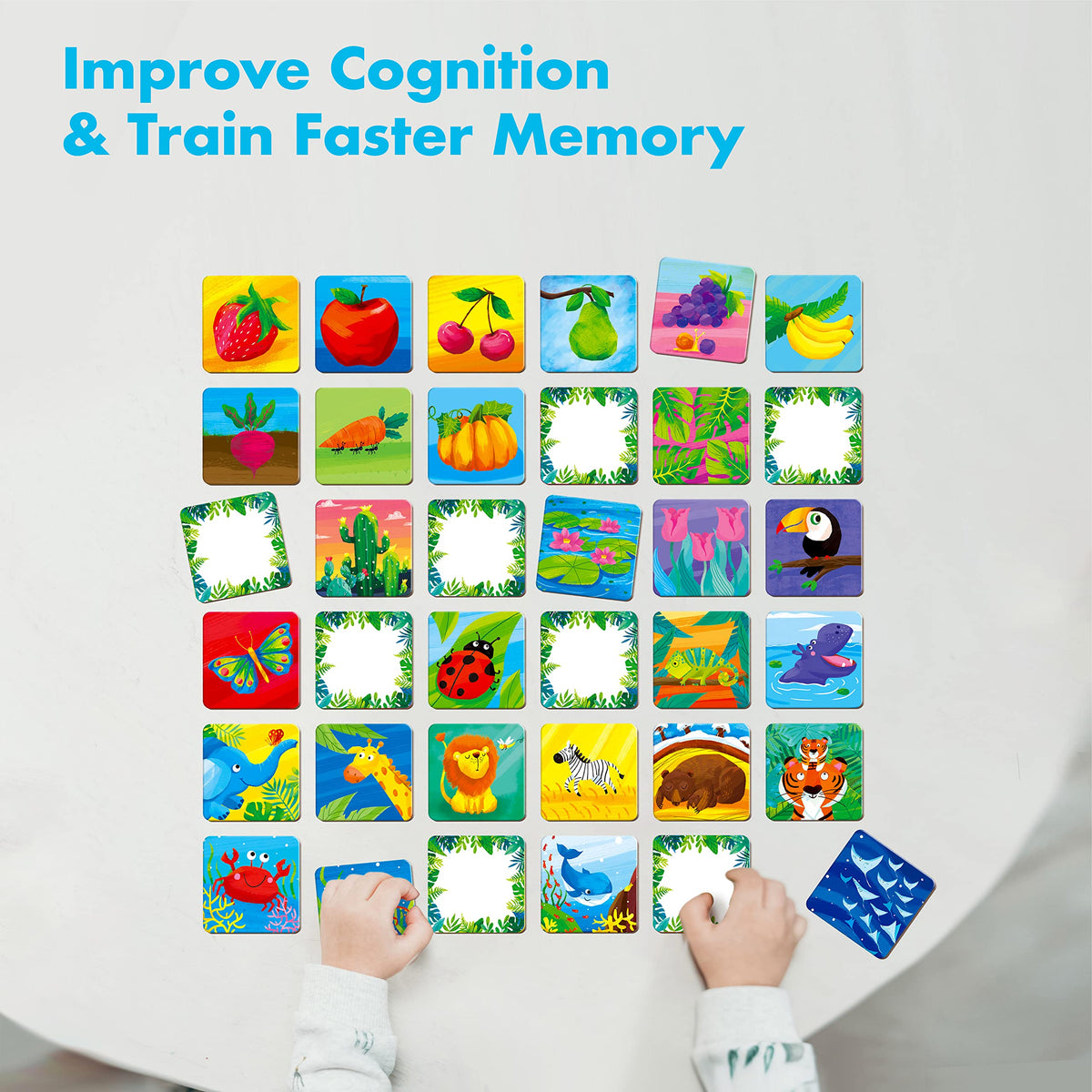 Hebayy Memory Matching Game – 72 Nature-Themed Cards (36 Pairs) for Toddlers