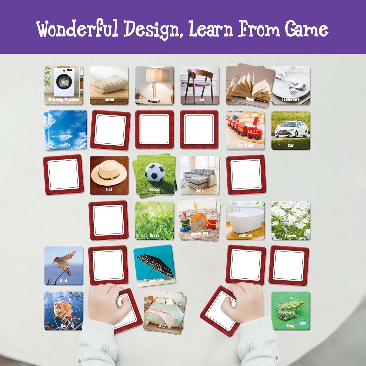 Hebayy 72-Pcs Daily Items Matching Game – 36 Designs Memory Cards for Preschool 4–6
