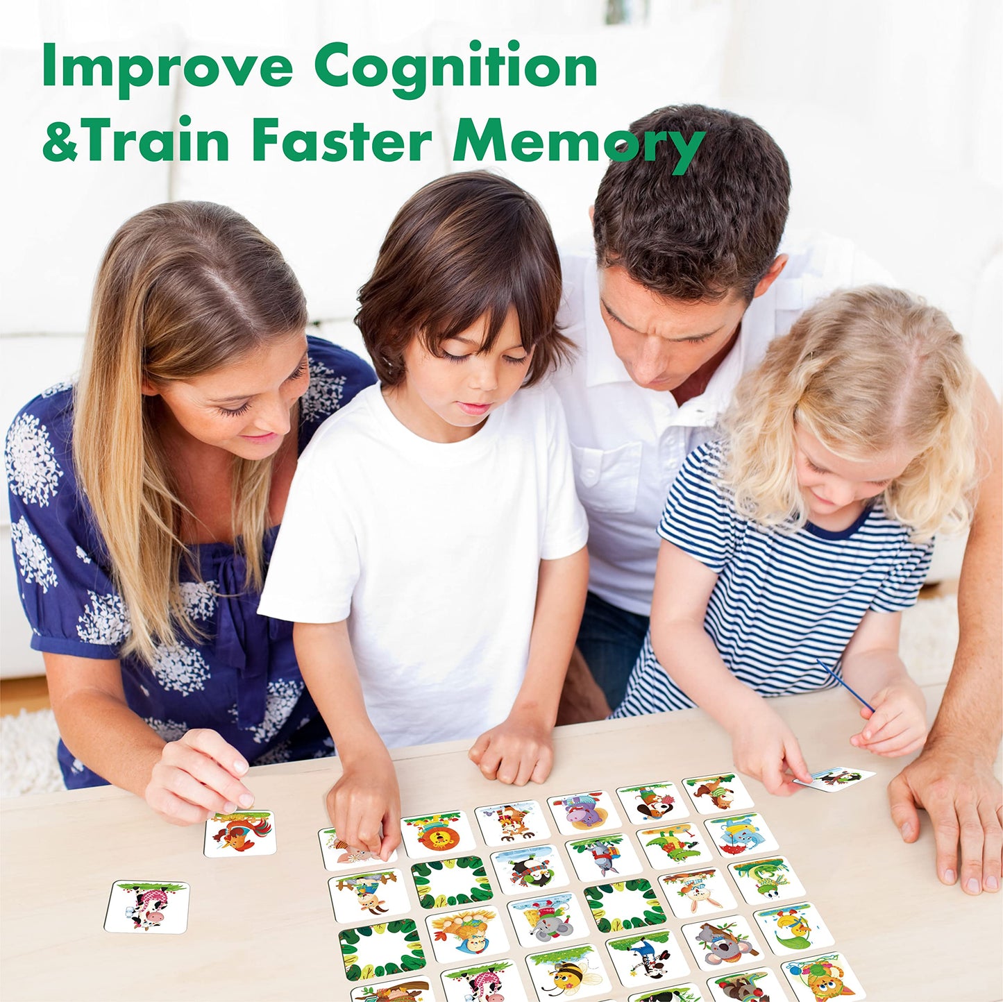 Hebayy Memory Matching Game: 72 Animal Cards for Toddlers & Preschool