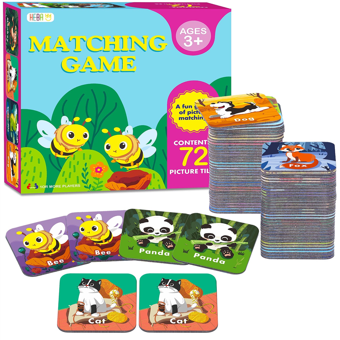 Hebayy 36-Pair Animal Matching Memory Game — Erasable, Durable & Travel-Friendly