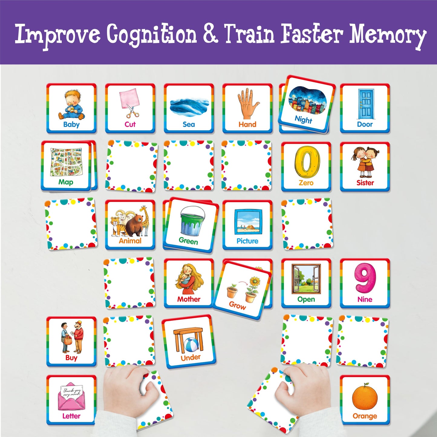 Hebayy Memory Matching Game – 72 Sight Word Tiles (36 Pairs) for Kids 5+