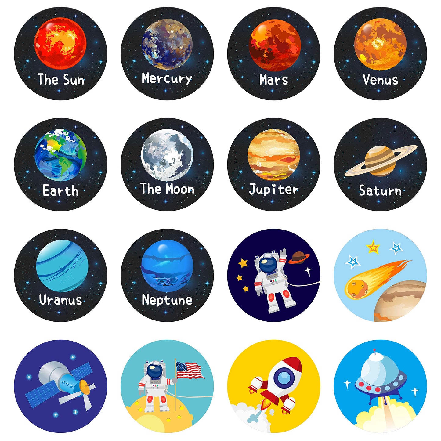 Hebayy 600 PCS Solar System Stickers in Rolls with Perforation Line – 1.5-Inch Space Theme for Kids