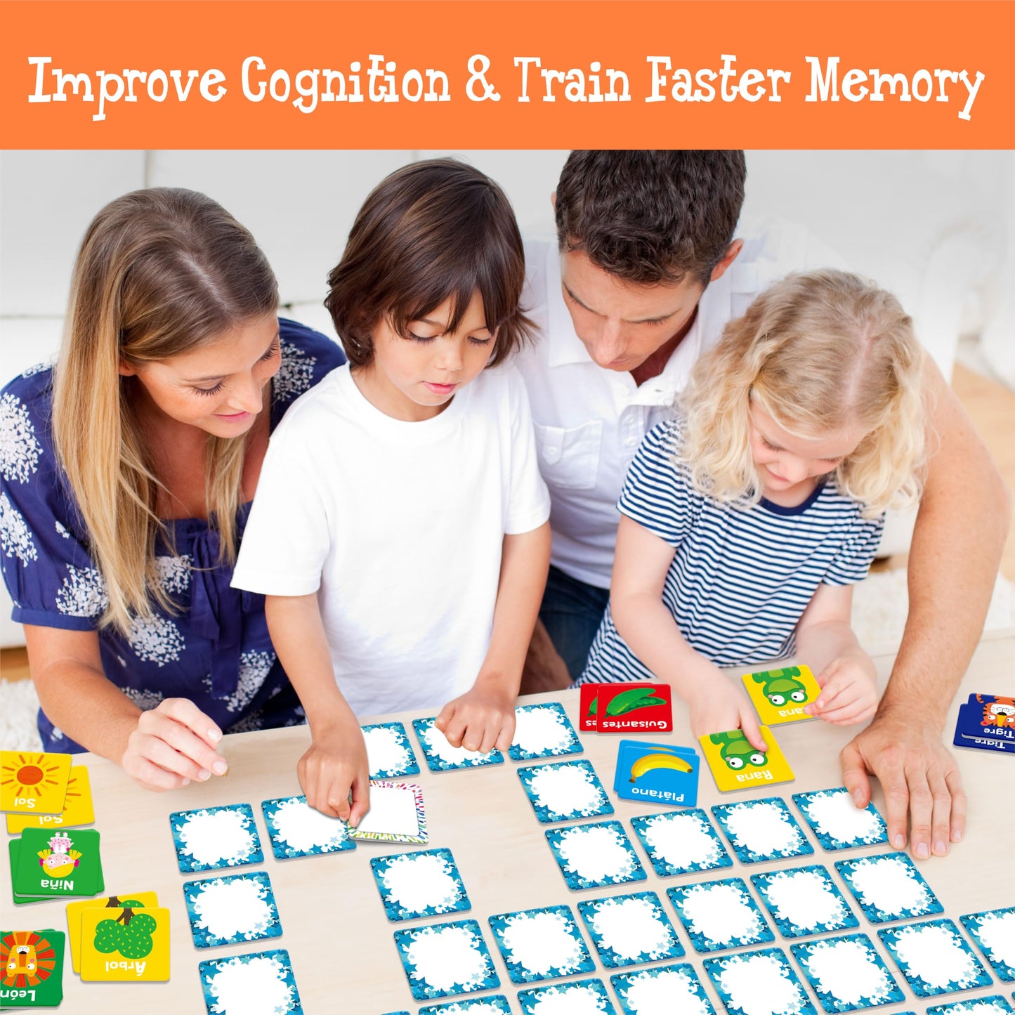 Hebayy Spanish Memory Matching Game – 72 Cards, 36 Pairs for Toddlers & Preschool