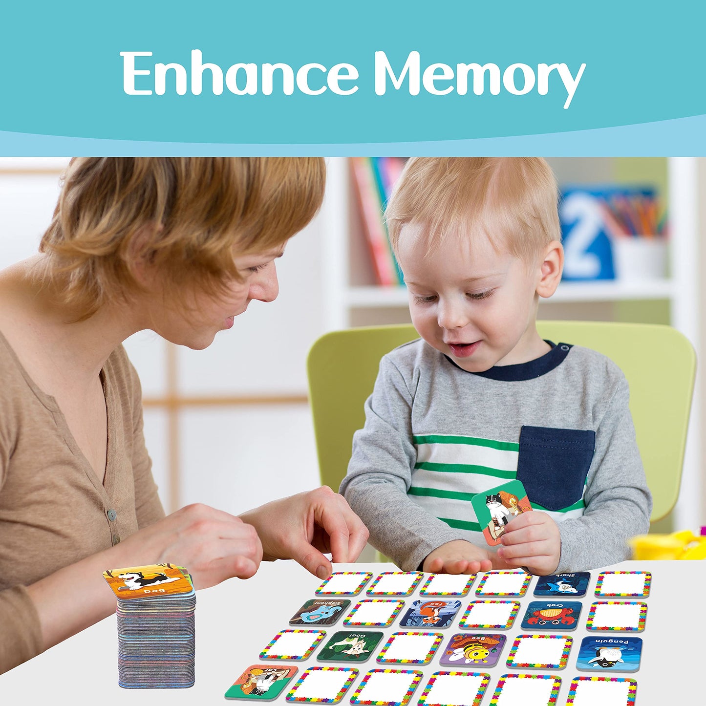 Hebayy 36-Pair Animal Matching Memory Game — Erasable, Durable & Travel-Friendly