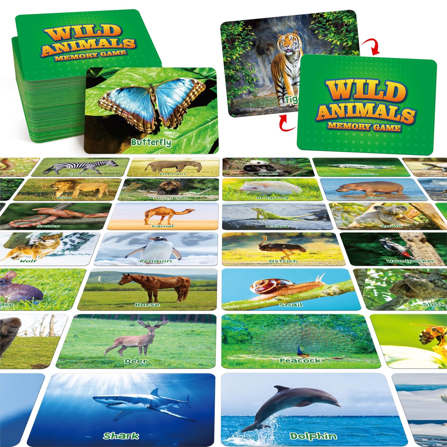 Hebayy Wild Animal Matching Game – 80 Realistic Cards for Toddlers & Preschoolers