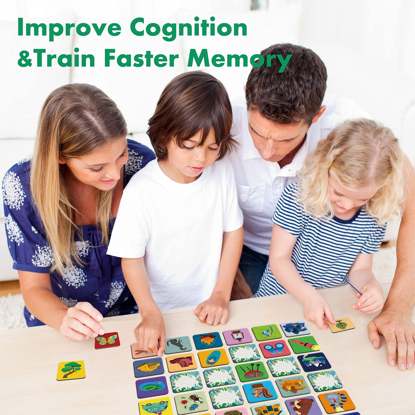 Hebayy Memory Matching Game – 72 Camping Theme Cards for Toddlers (36 Pairs)