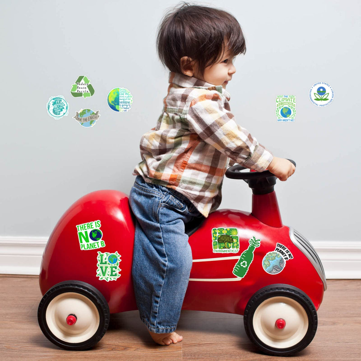 Hebraeos Environmental Protection Stickers – 100pcs Earth Day Vinyl Stickers for Water Bottles, Stationery, and More