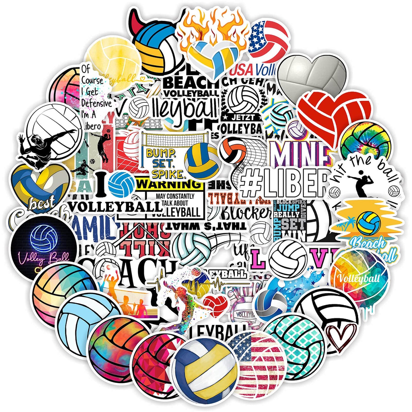 Hebraeos Volleyball Stickers – 100 Pack Motivational Vinyl Stickers for Kids