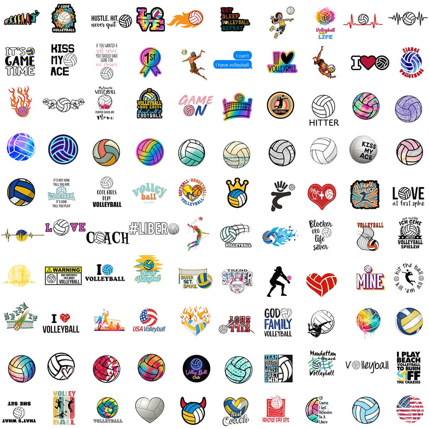 Hebraeos Volleyball Stickers – 100 Pack Motivational Vinyl Stickers for Kids