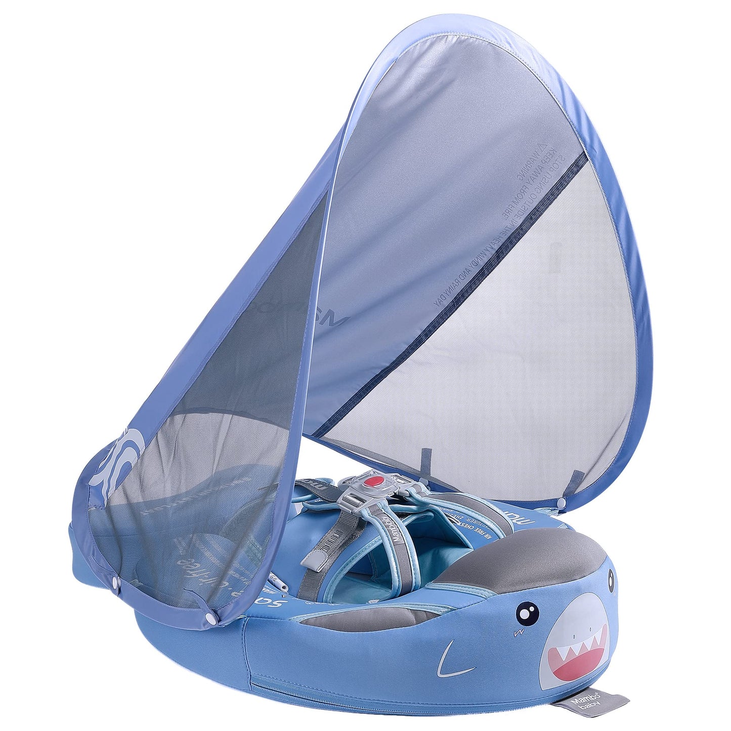 HECCEI Mambobaby Float Shark Swim Float with Canopy – Non-Inflatable Baby & Toddler Pool Float