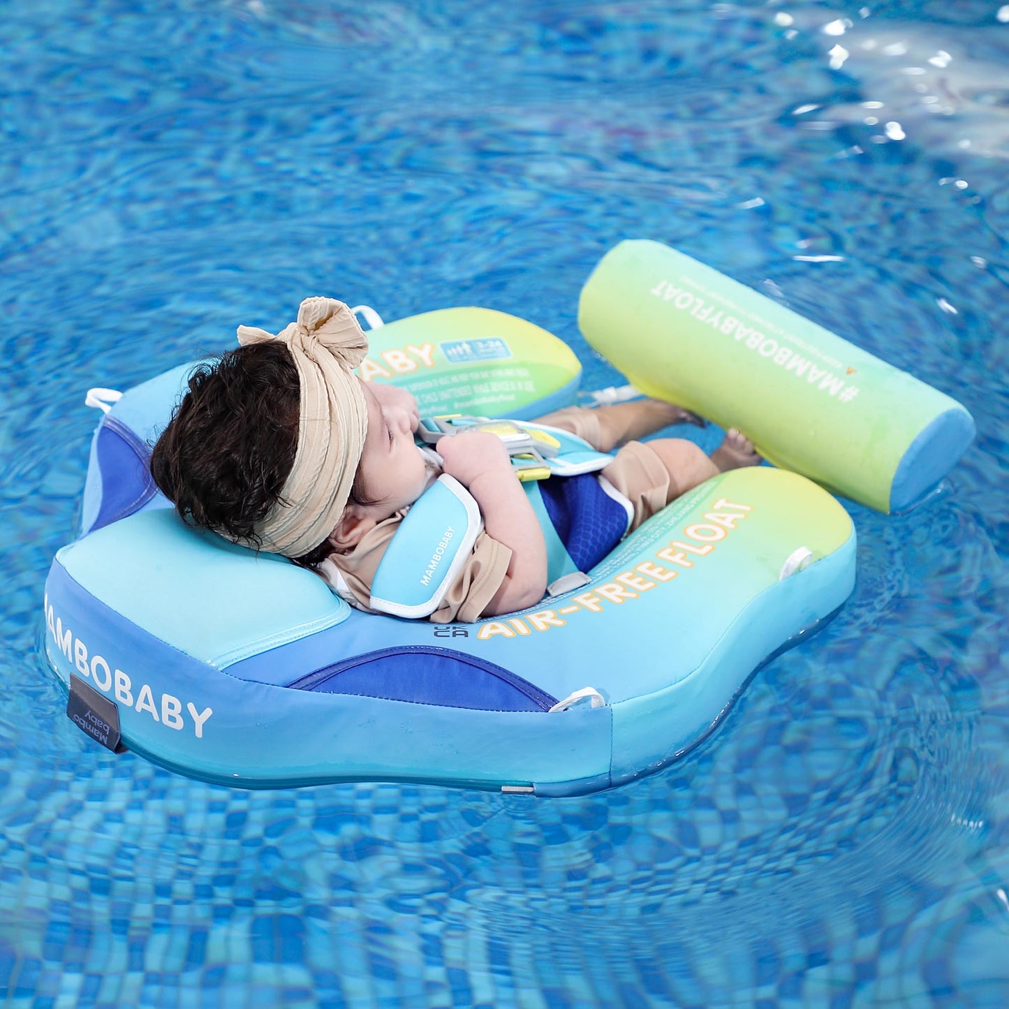 HECCEI Mambobaby Float with Tail and Canopy – Non-Inflatable Baby Swim Float, Skin-Friendly Leather (Standard Edition Gradient)