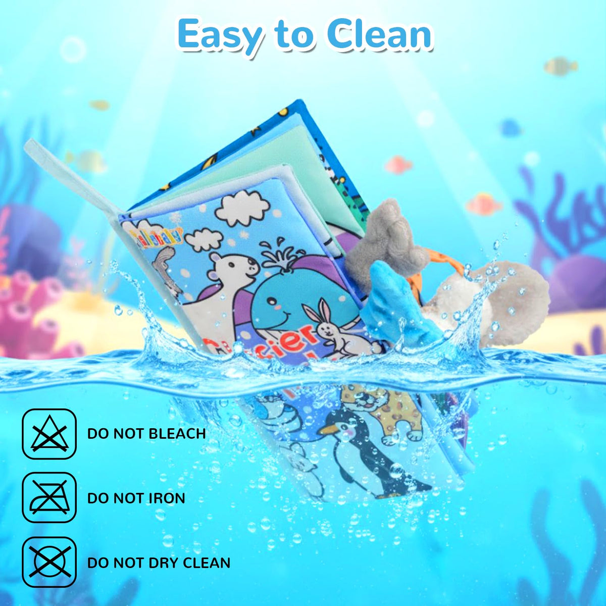 HECCEI Baby Cloth Book – Soft, Safe 0-6 Months Sensory Book with Glacier Tails