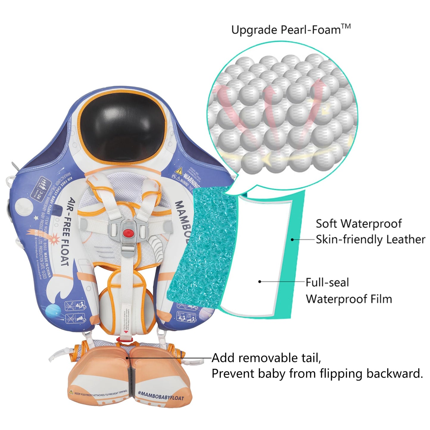 HECCEI Mambobaby Add Tail Baby Float with Sun Canopy – Astronauts