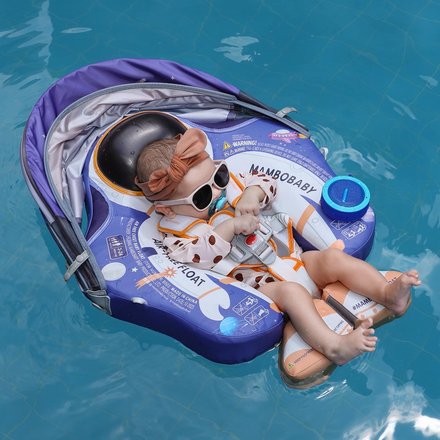 HECCEI Mambobaby Add Tail Baby Float with Sun Canopy – Astronauts