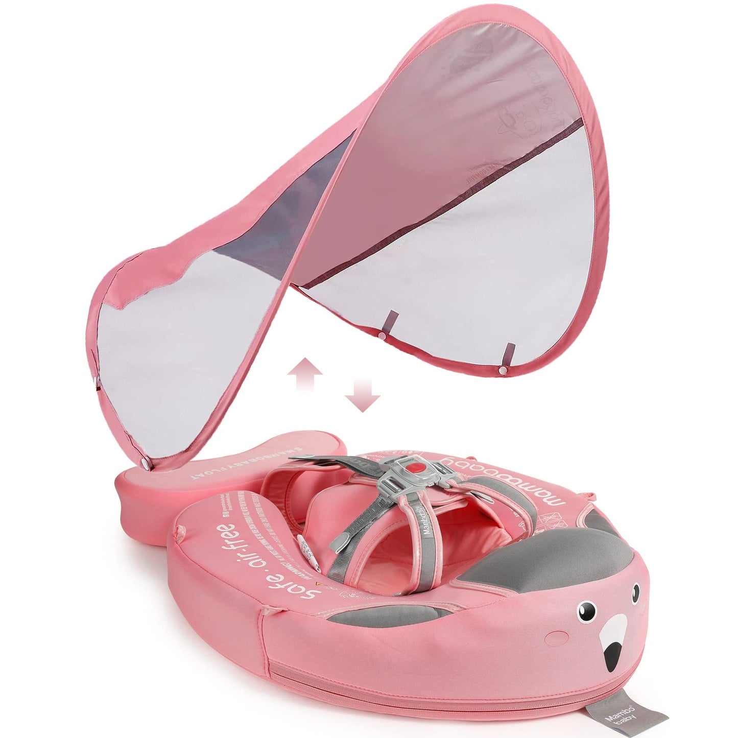 HECCEI Mambobaby Add Tail Baby Float with Sun Canopy – Special Edition Pink