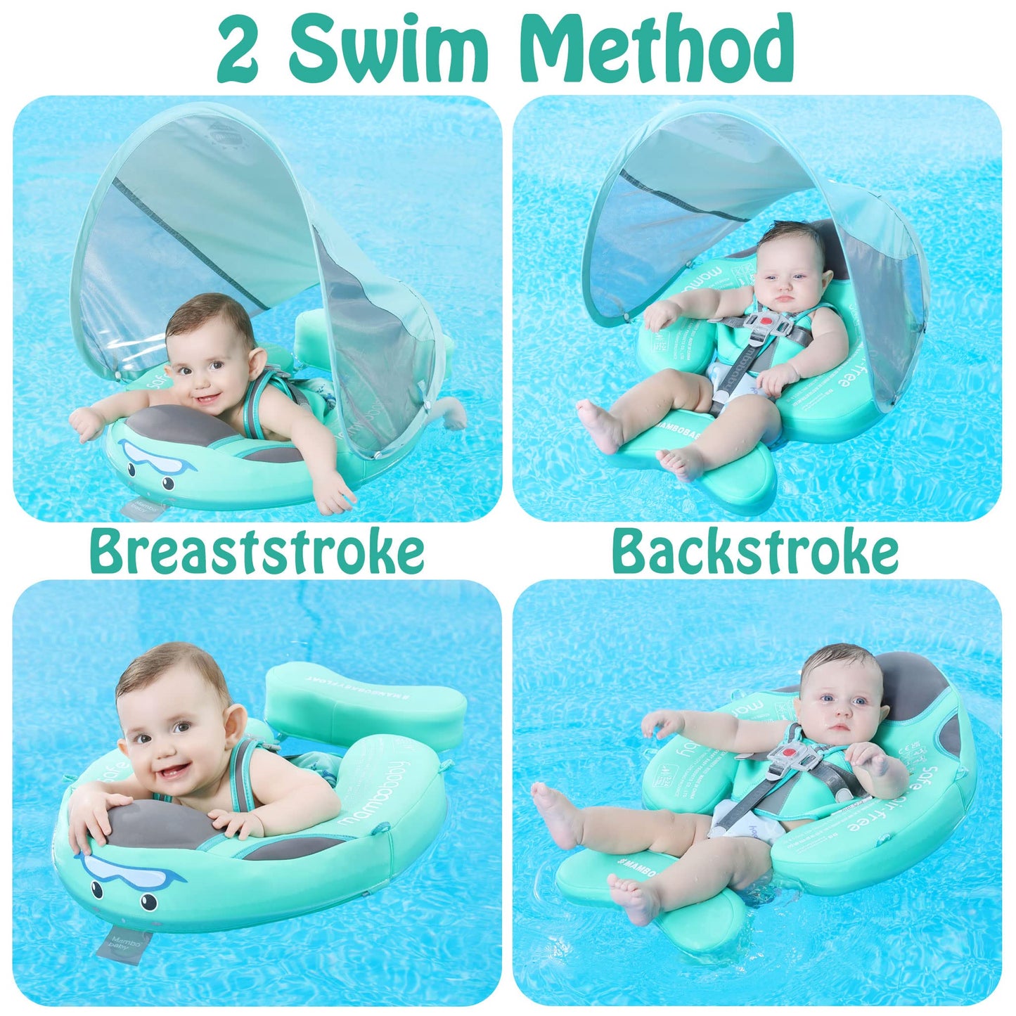 HECCEI Mambobaby Add Tail Baby Float with Sun Canopy – Special Edition Green