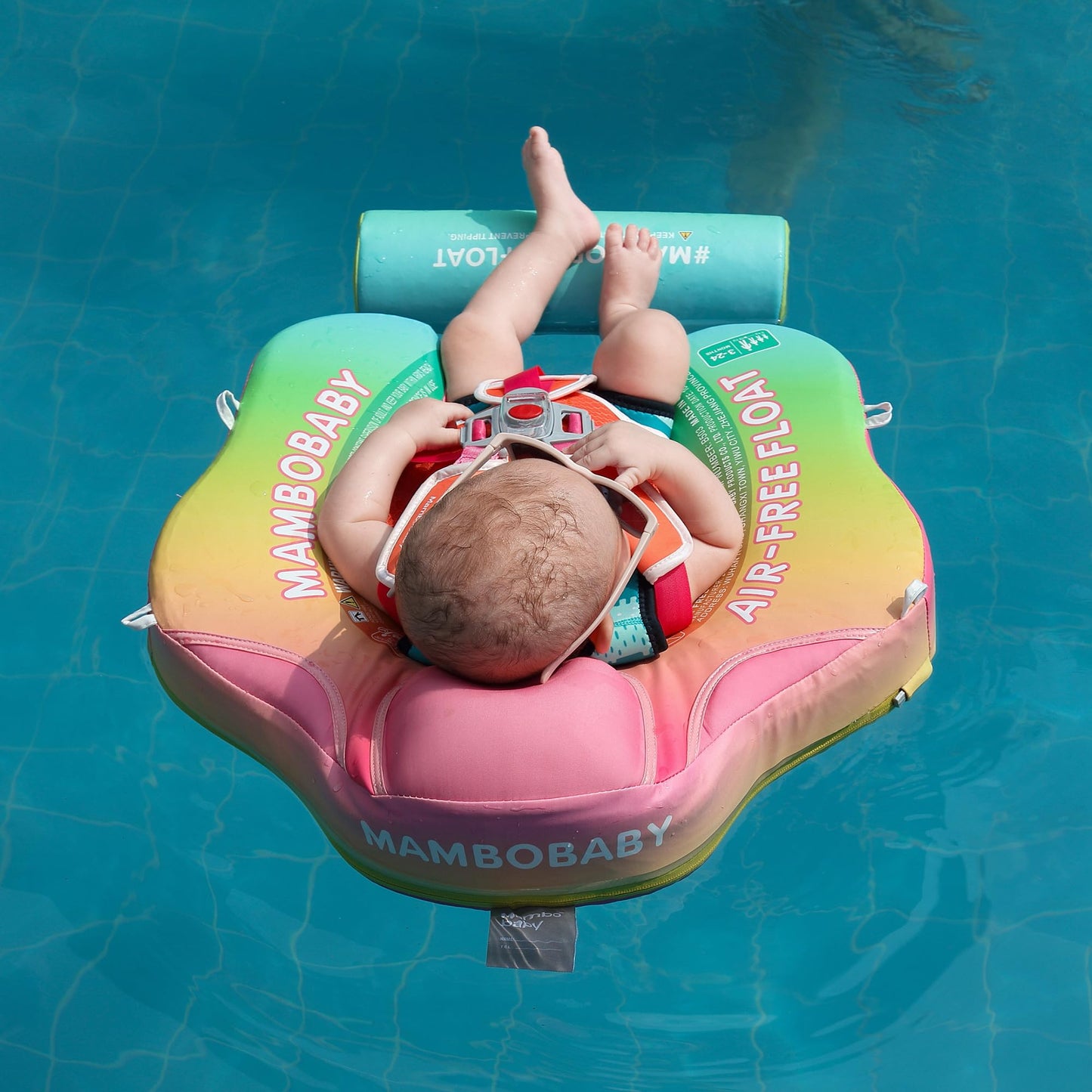 HECCEI Mambobaby Add Tail Baby Float with Sun Canopy Rainbow – 360° Protection for Babies 3–24 Months