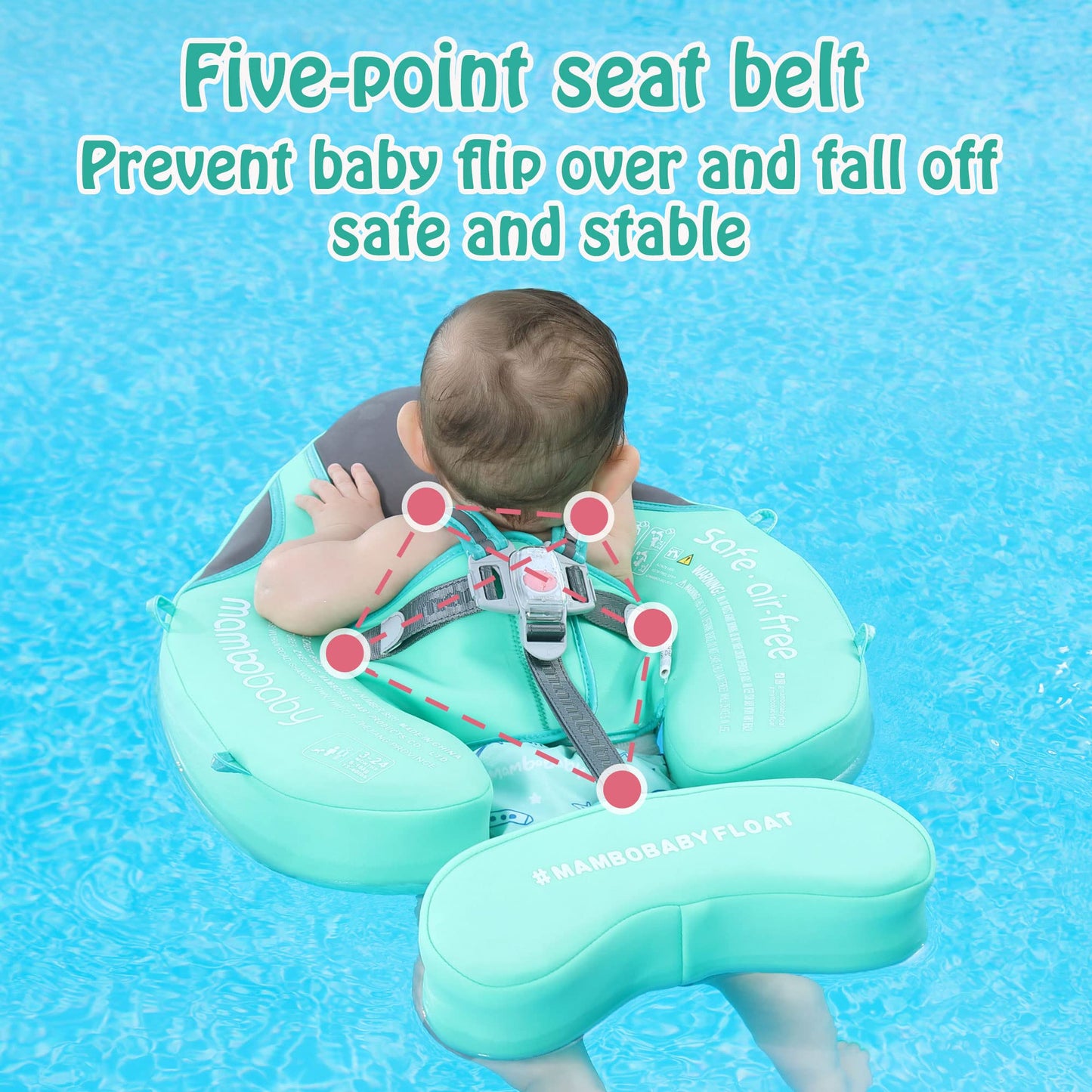 HECCEI Mambobaby Float Add Tail with Canopy — Soft Fabric Baby Swim Float (Special Edition Green)