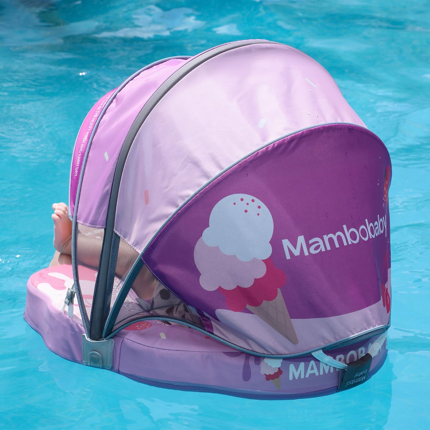 HECCEI Mambobaby Float Add Tail – Baby Swim Float with Canopy (Purple, Limited Edition)