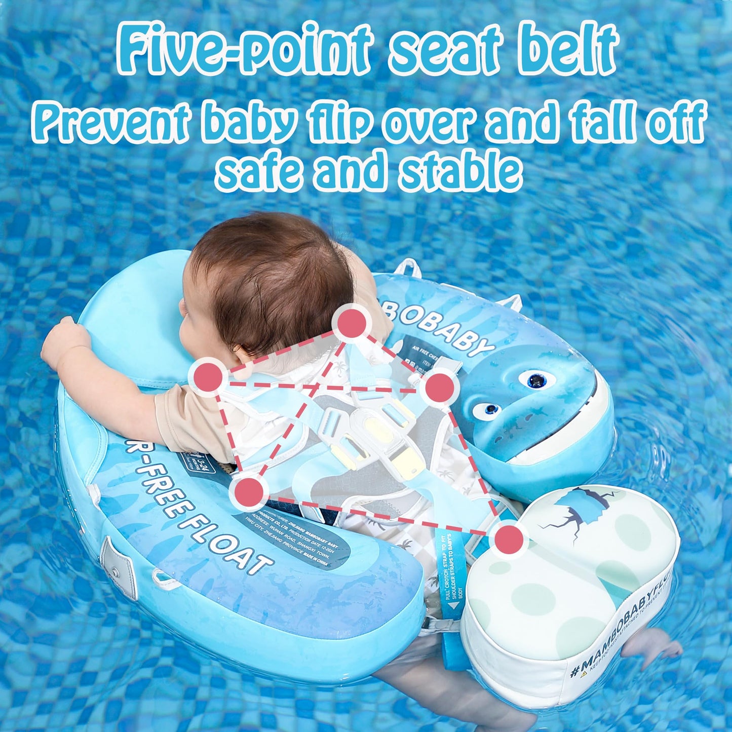 HECCEI Mambobaby Float with Tail & Canopy - Dinosaur Baby Swim Trainer (3–24 Months)