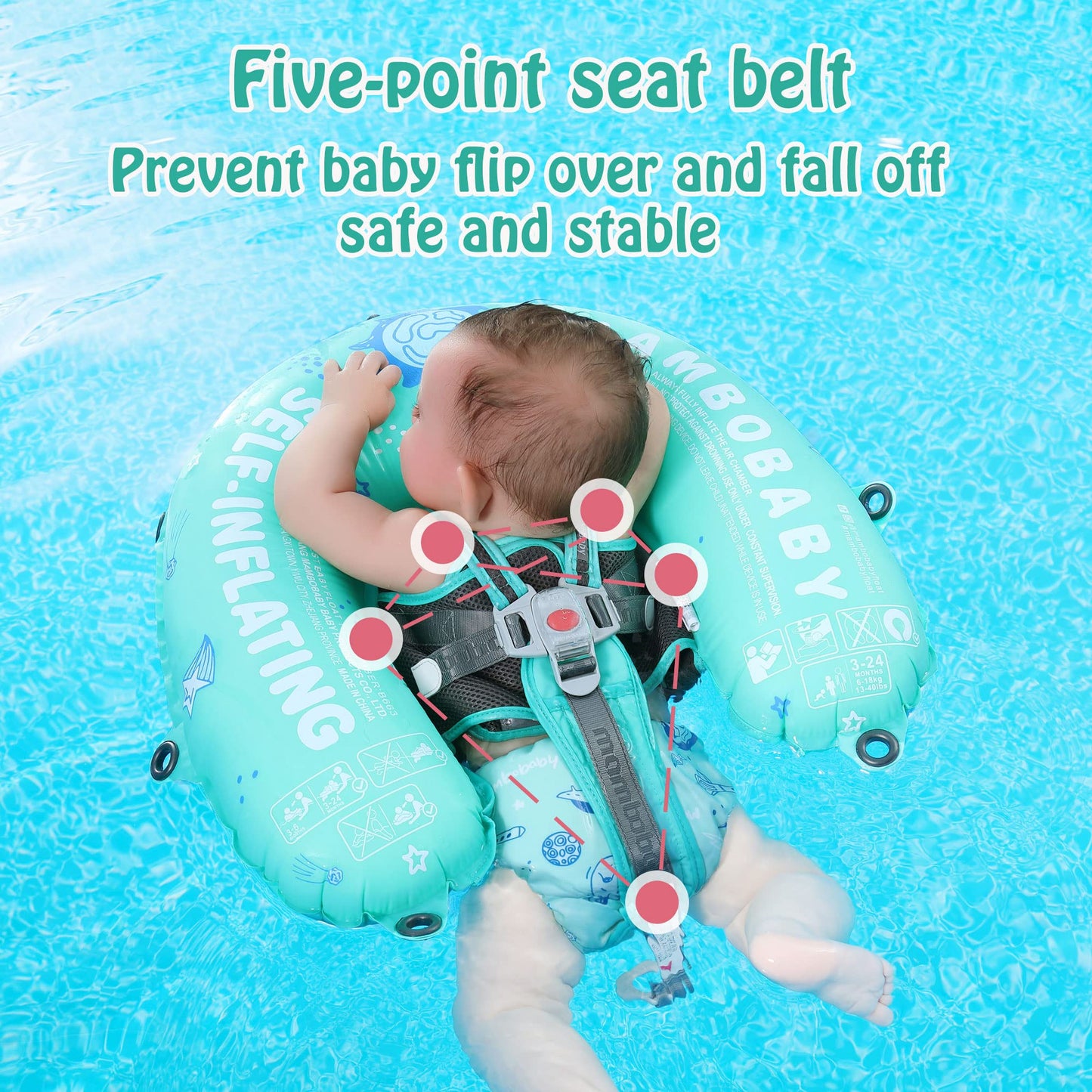 HECCEI Mambobaby Float Bed Self-Inflating Baby Pool Float with Canopy (Limited Edition Green)