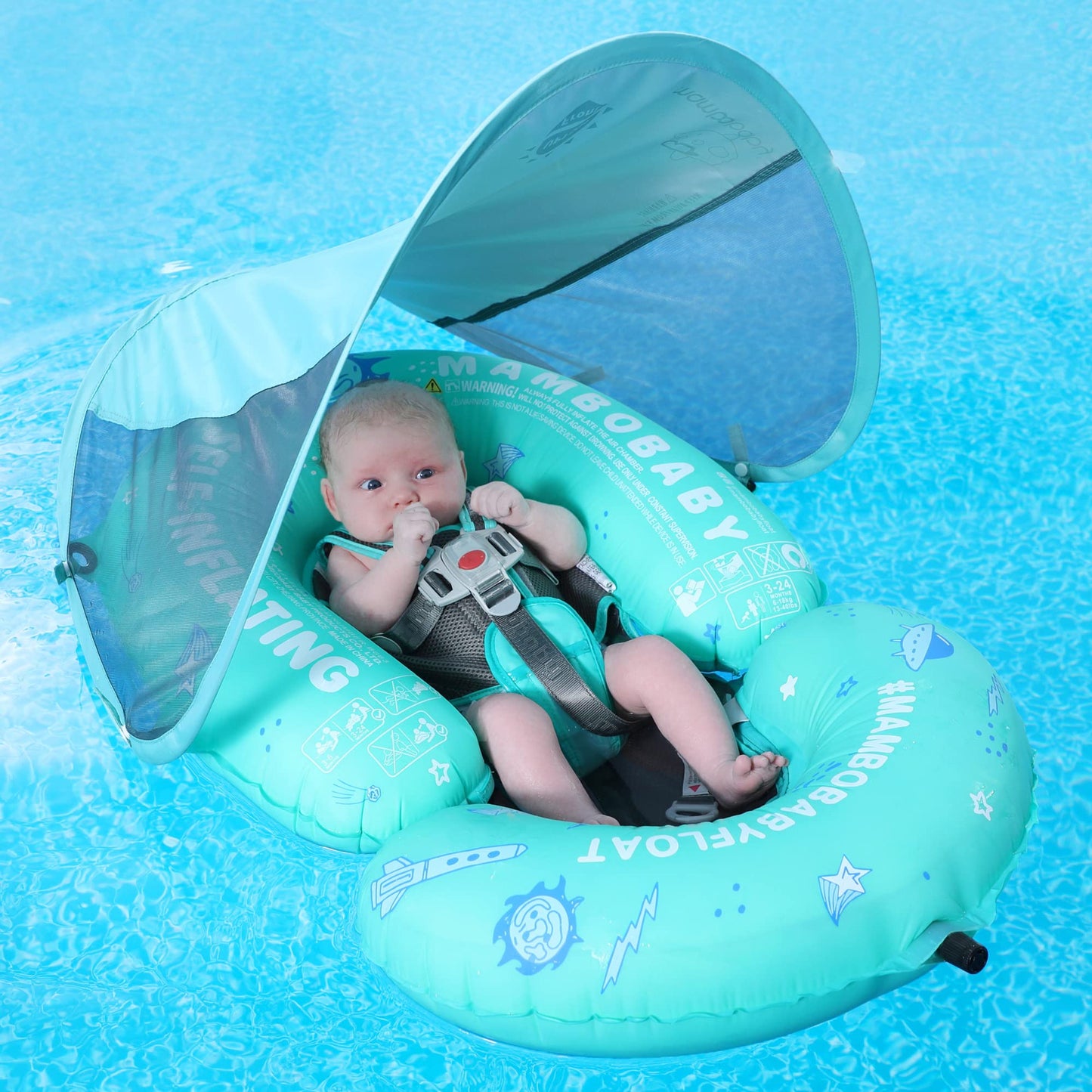 HECCEI Mambobaby Float Bed Self-Inflating Baby Pool Float with Canopy (Limited Edition Green)