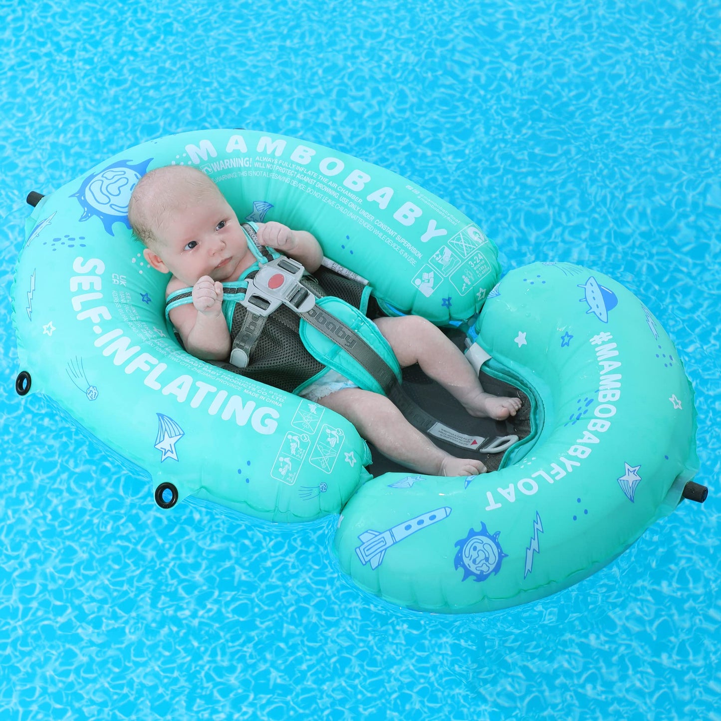 HECCEI Mambobaby Float Bed Self-Inflating Baby Pool Float with Canopy (Limited Edition Green)