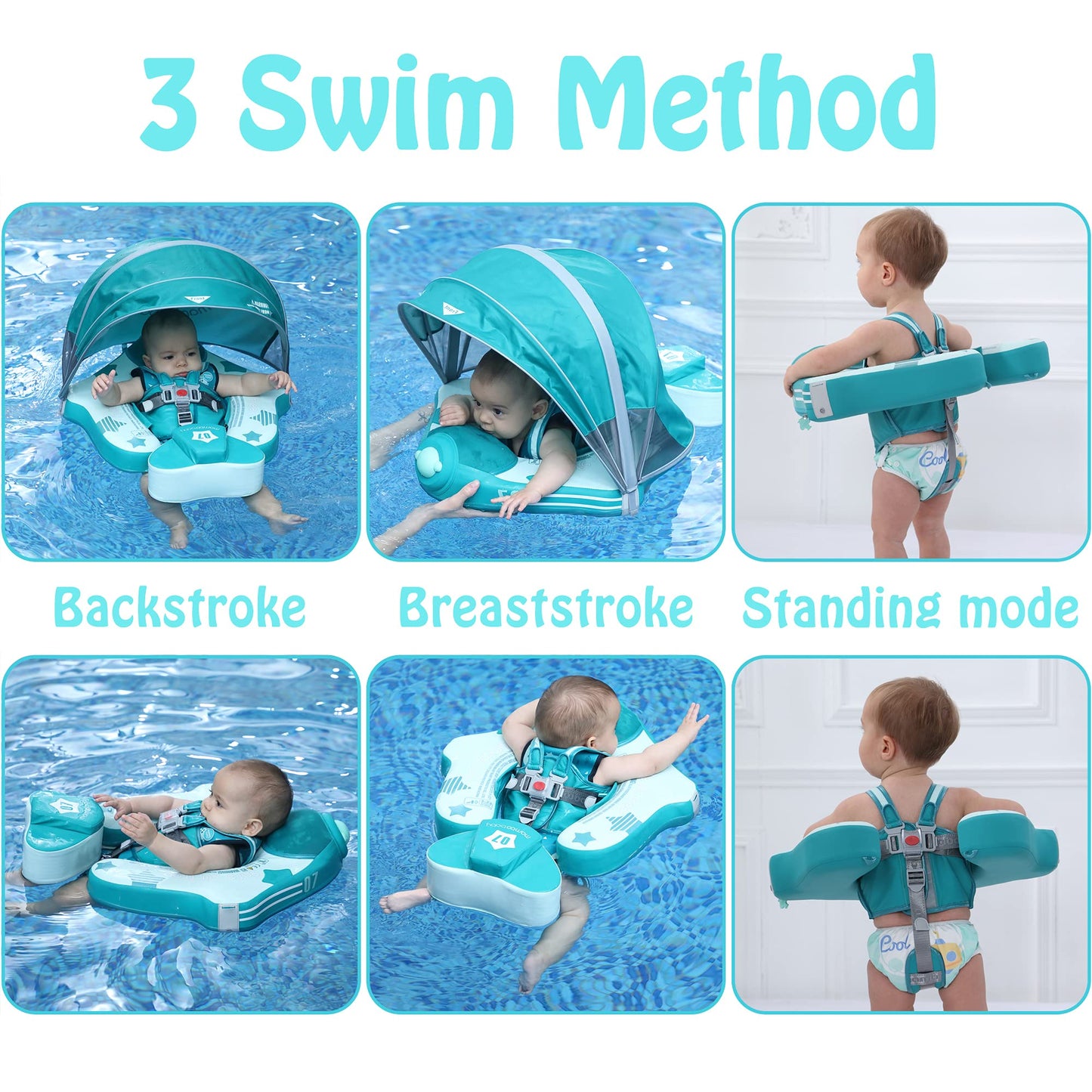 HECCEI Mambobaby Float Add Tail Baby Swim Float with Canopy Green Global Limited Edition