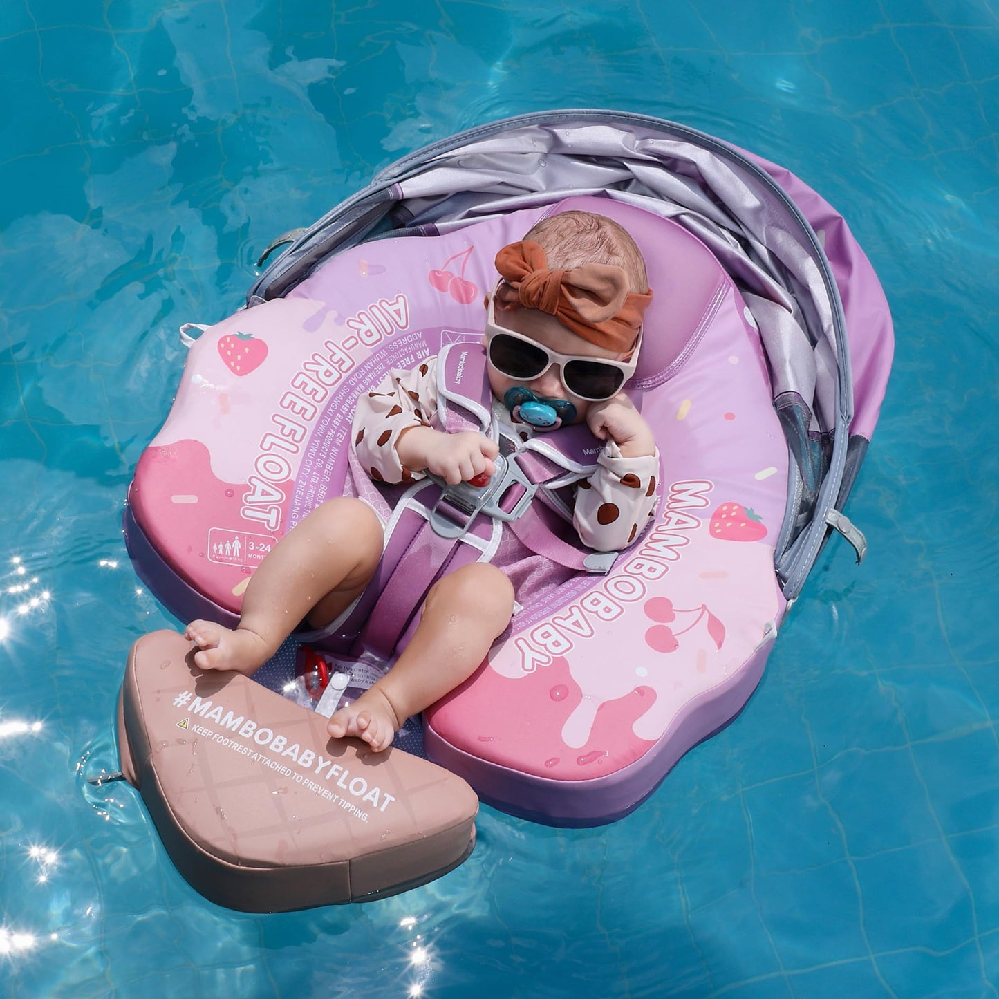 HECCEI Mambobaby Float Add Tail – Baby Swim Float with Canopy (Purple, Limited Edition)