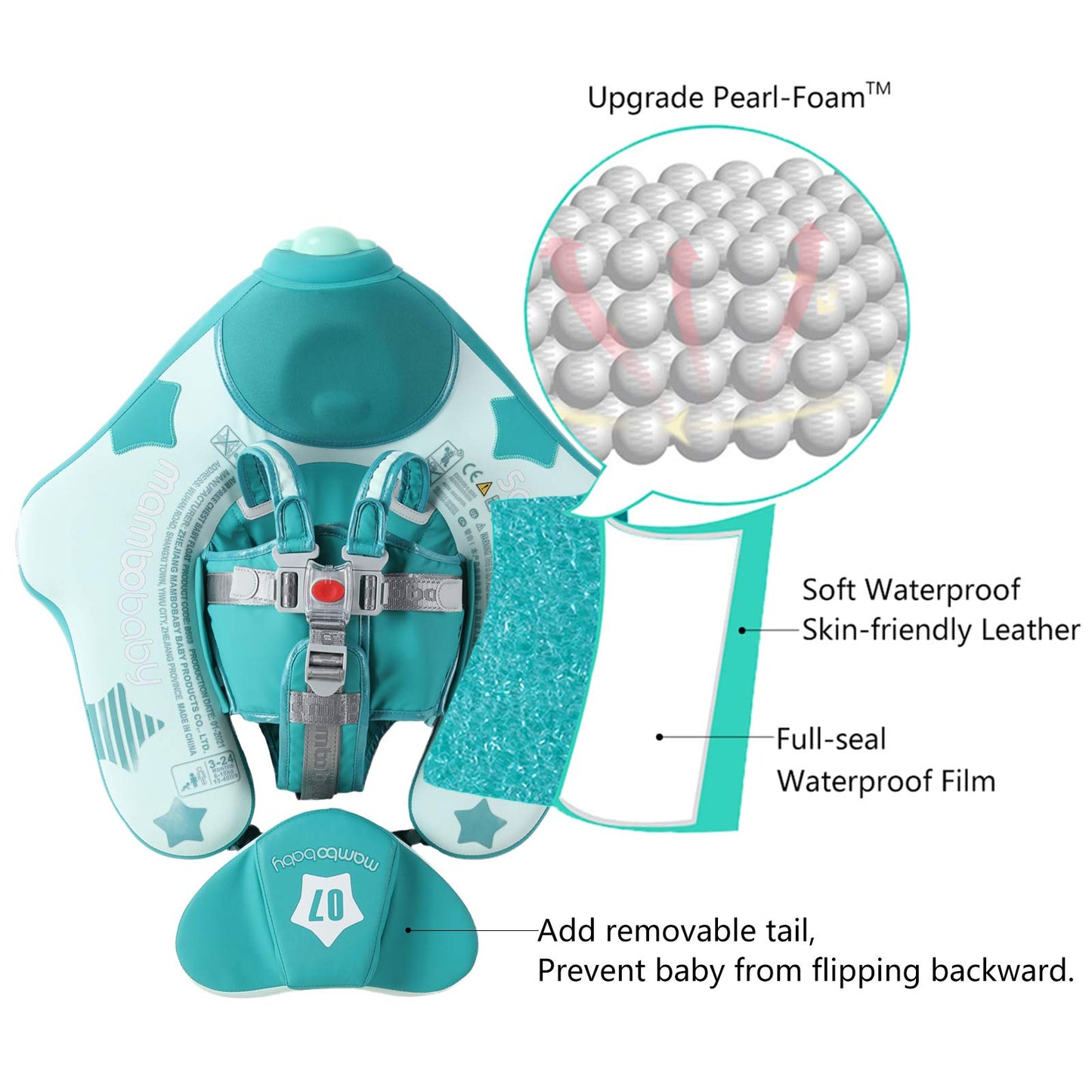 HECCEI Mambobaby Float Add Tail Baby Swim Float with Canopy Green Global Limited Edition