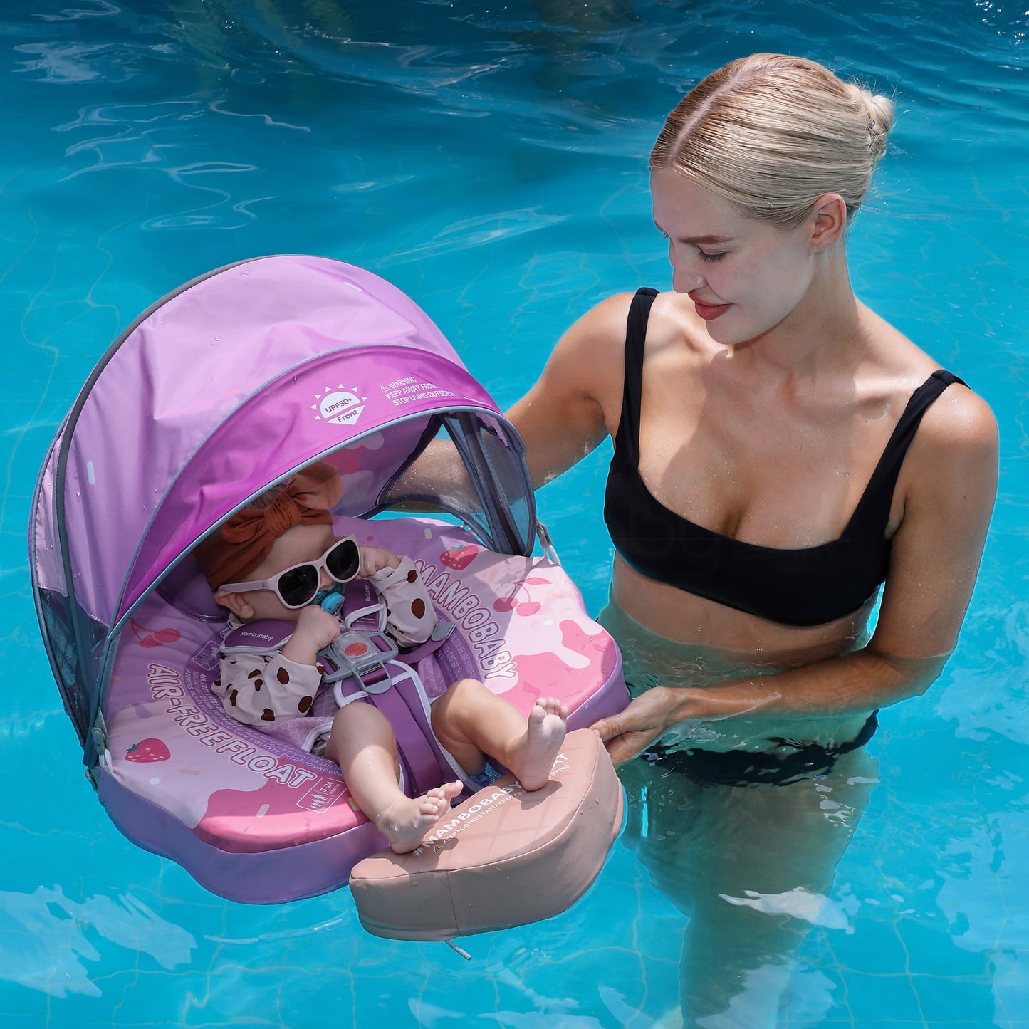 HECCEI Mambobaby Float Add Tail – Baby Swim Float with Canopy (Purple, Limited Edition)