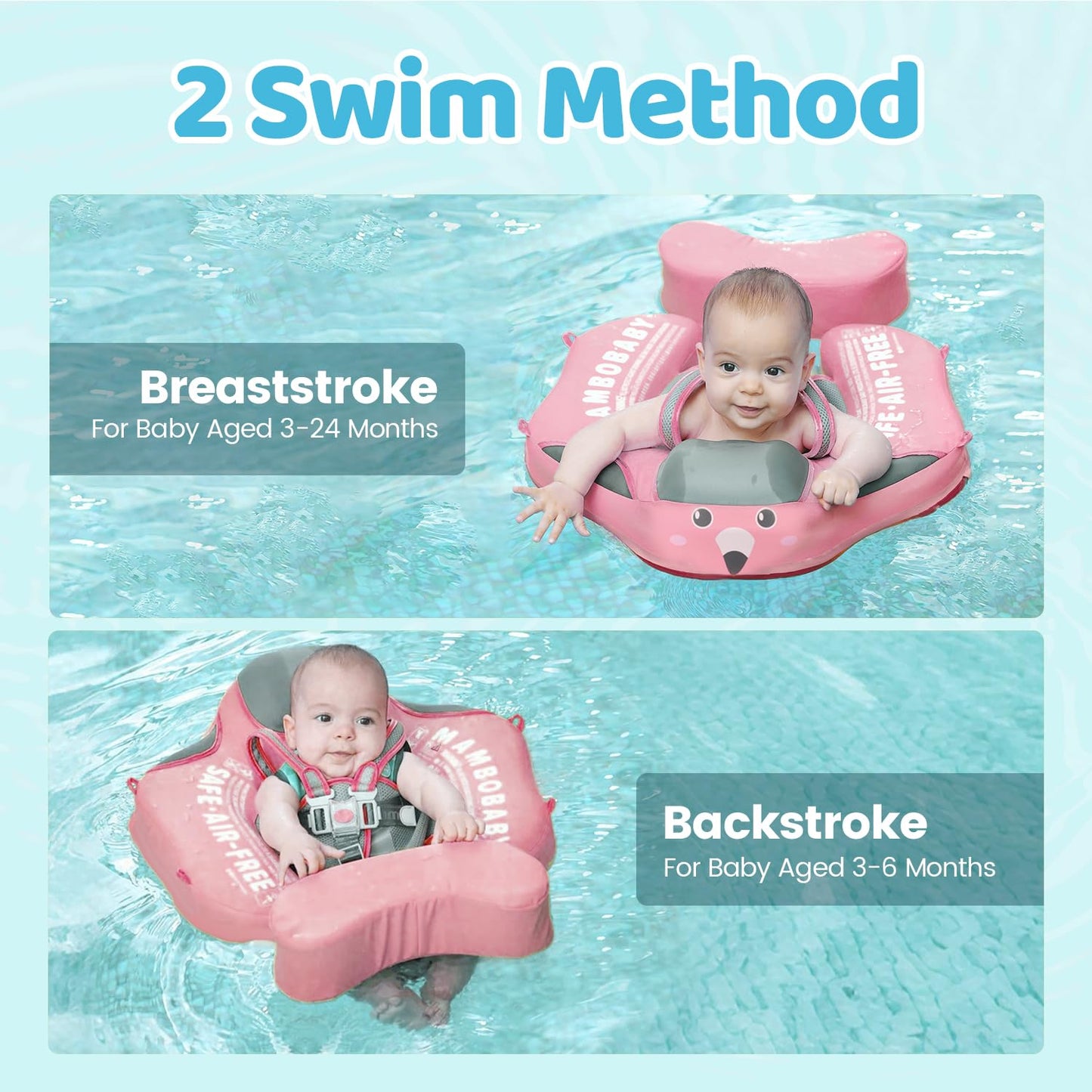 HECCEI Mambobaby Float with Tail & Canopy – Non-Inflatable Infant Swim Float