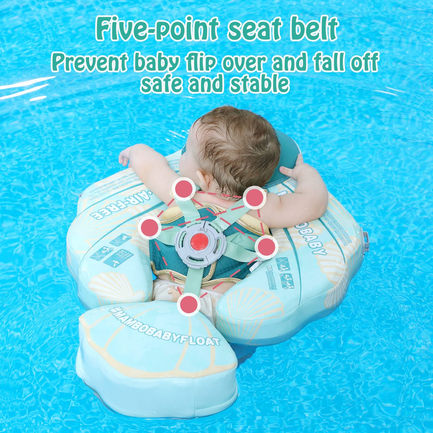 HECCEI Mambobaby Float Add Tail with Canopy – Infant Swim Trainer (Shell Green)