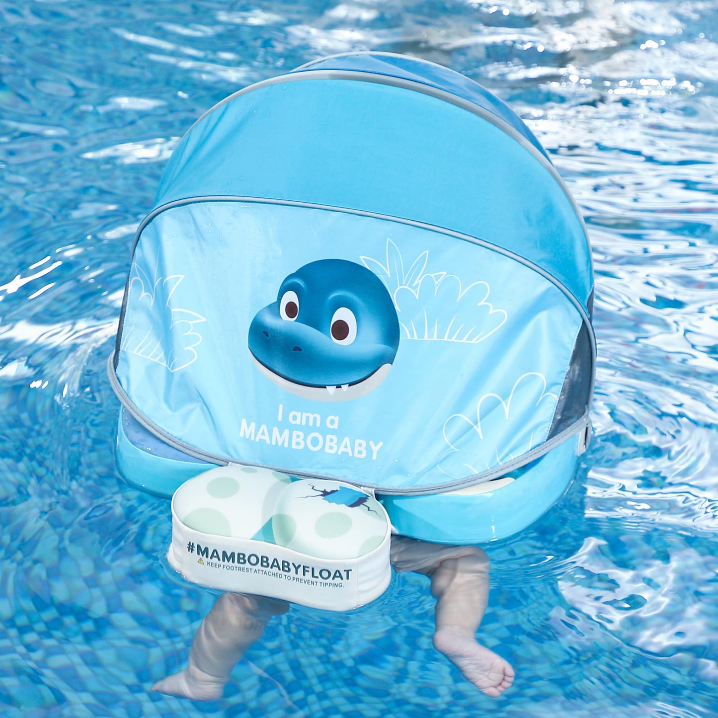 HECCEI Mambobaby Float with Tail & Canopy - Dinosaur Baby Swim Trainer (3–24 Months)