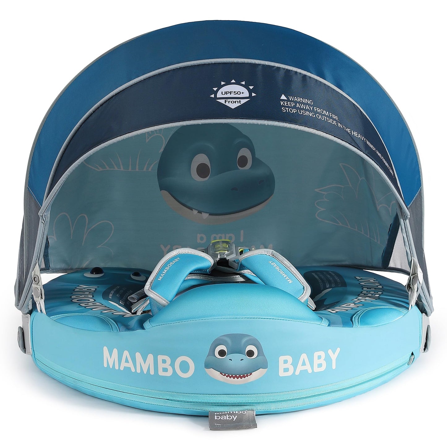 HECCEI Mambobaby Float with Tail & Canopy - Dinosaur Baby Swim Trainer (3–24 Months)