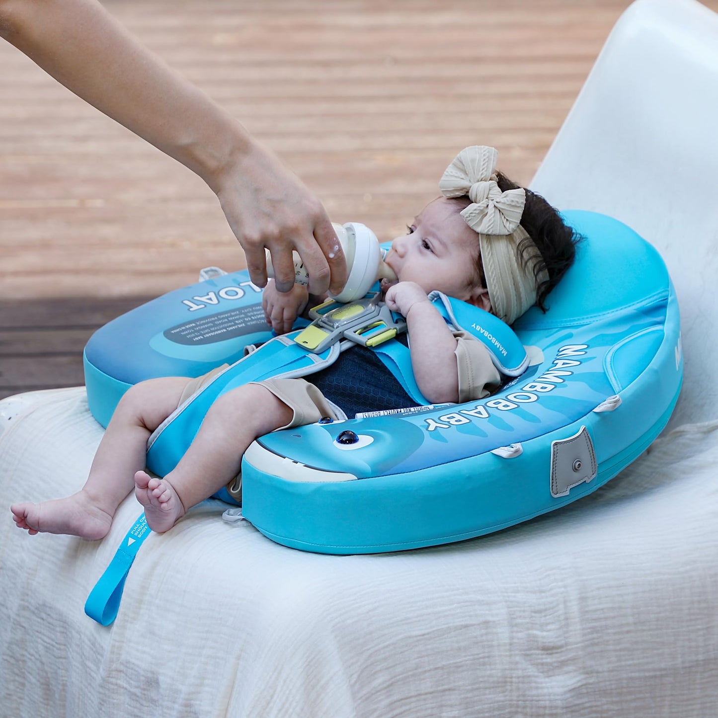 HECCEI Mambobaby Float with Tail & Canopy - Dinosaur Baby Swim Trainer (3–24 Months)