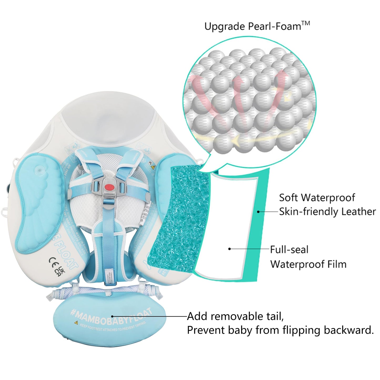 HECCEI Mambobaby Add Tail Baby Float with Sun Canopy – Angel