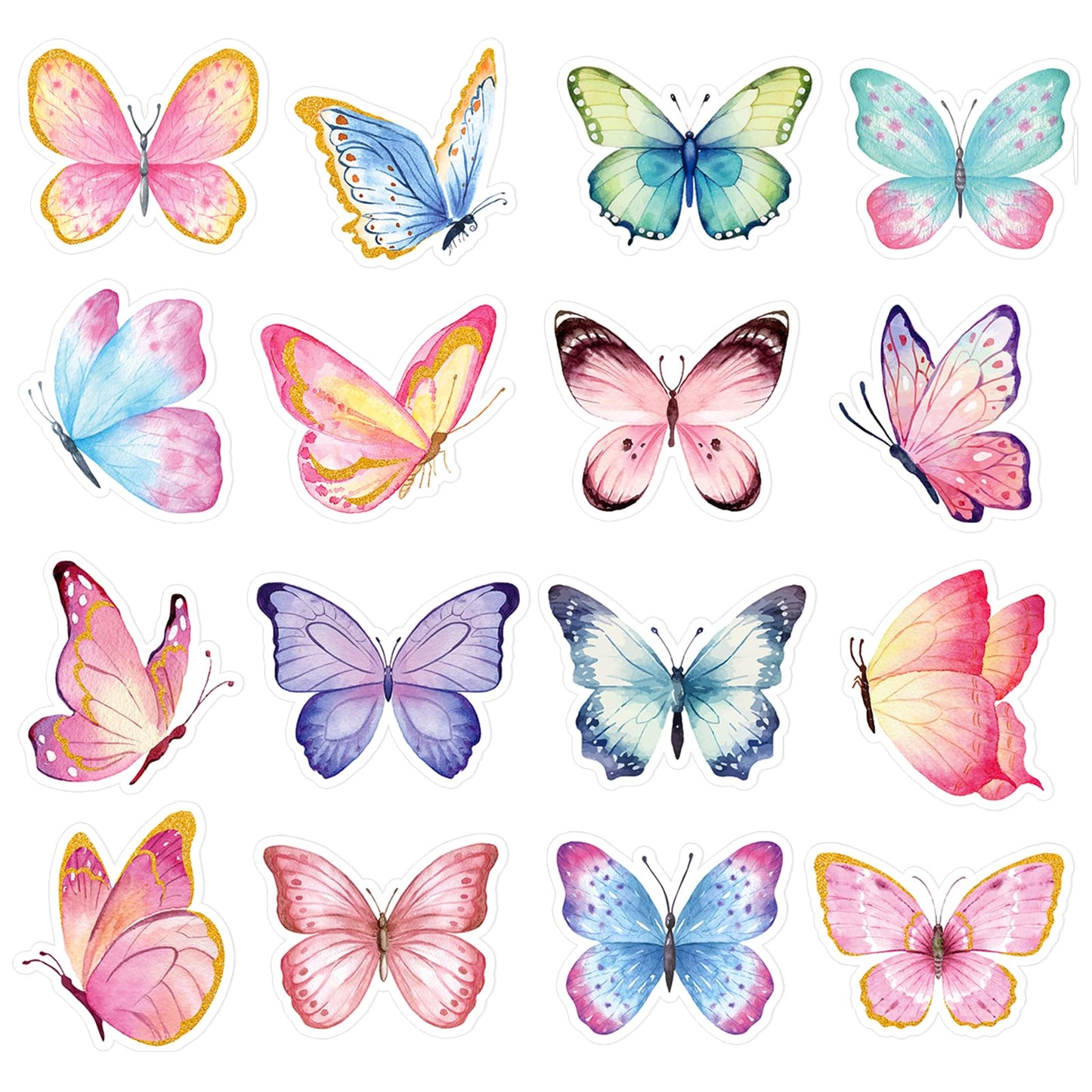 Hedeey 480 Pcs Butterfly Stickers — Watercolor Decals for Scrapbooks, Bottles & More