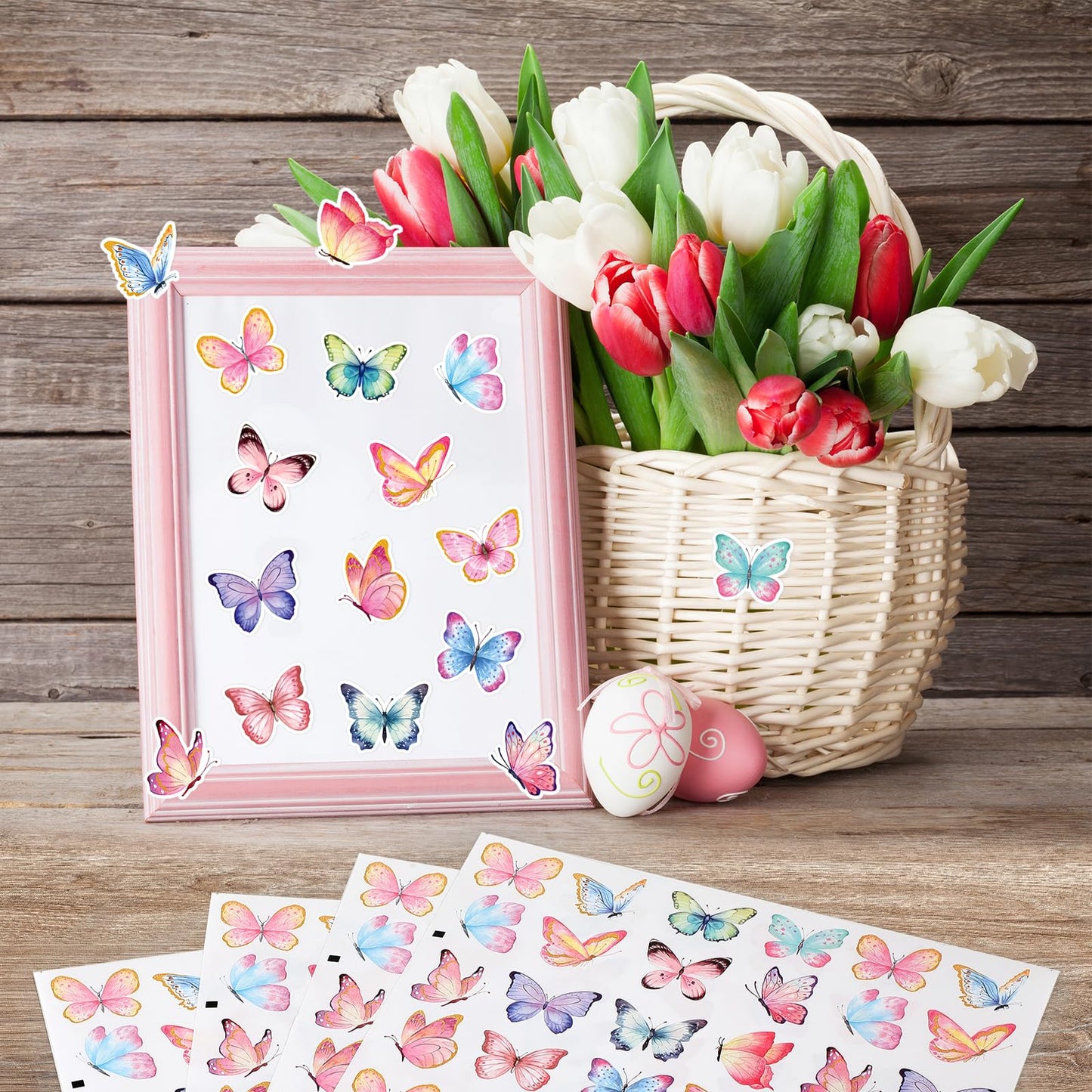 Hedeey 480 Pcs Butterfly Stickers — Watercolor Decals for Scrapbooks, Bottles & More