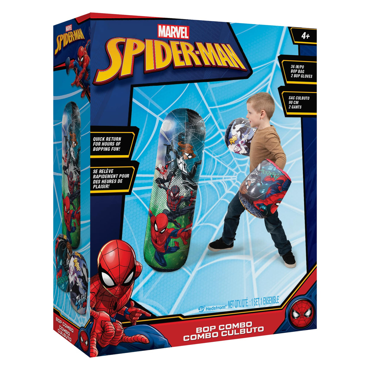 Hedstrom Spiderman Bop Bag & Gloves Set — 36-Inch Inflatable Punching Toy