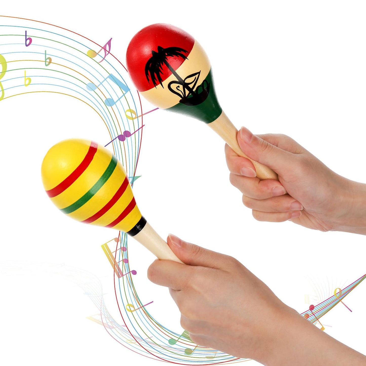 Hedume 12 Pack Wooden Festival Maracas – 8-inch Shaker Noisemakers for Parties