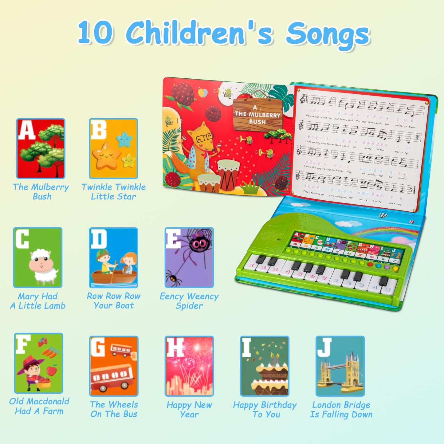 HEEPUEW Toddler Piano Keyboard with Book – Educational Musical Toy for Ages 3-6