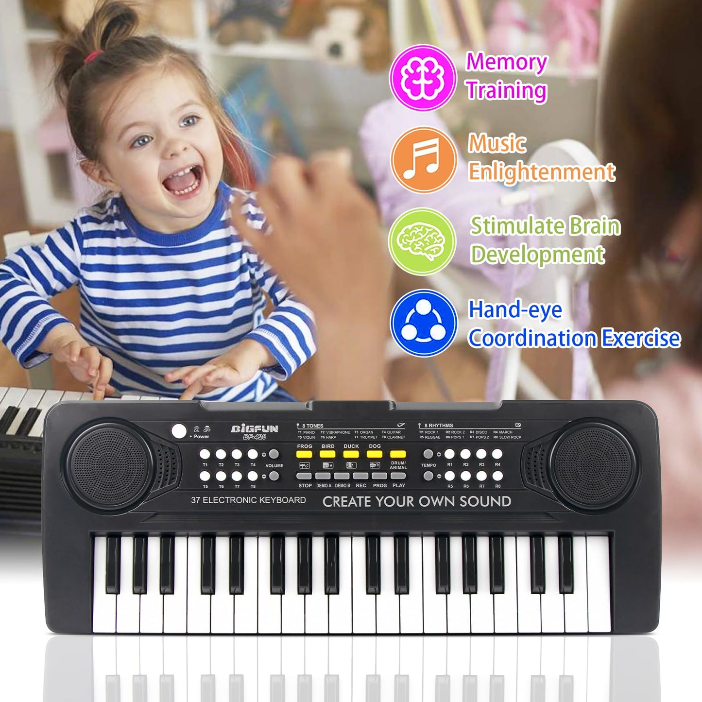 HEEPUEW Kids Piano Keyboard – 37 Keys, Portable Educational Toy for Ages 3-9
