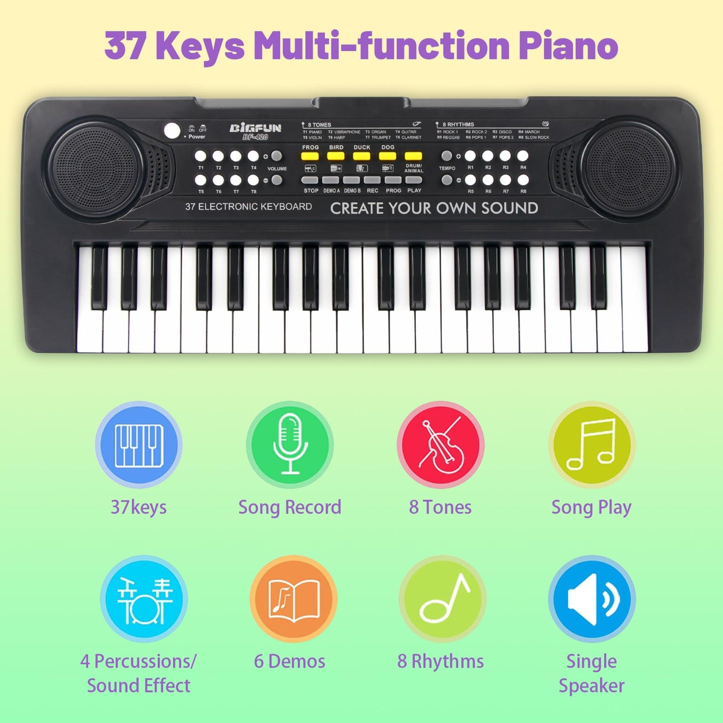 HEEPUEW Kids Piano Keyboard – 37 Keys, Portable Educational Toy for Ages 3-9