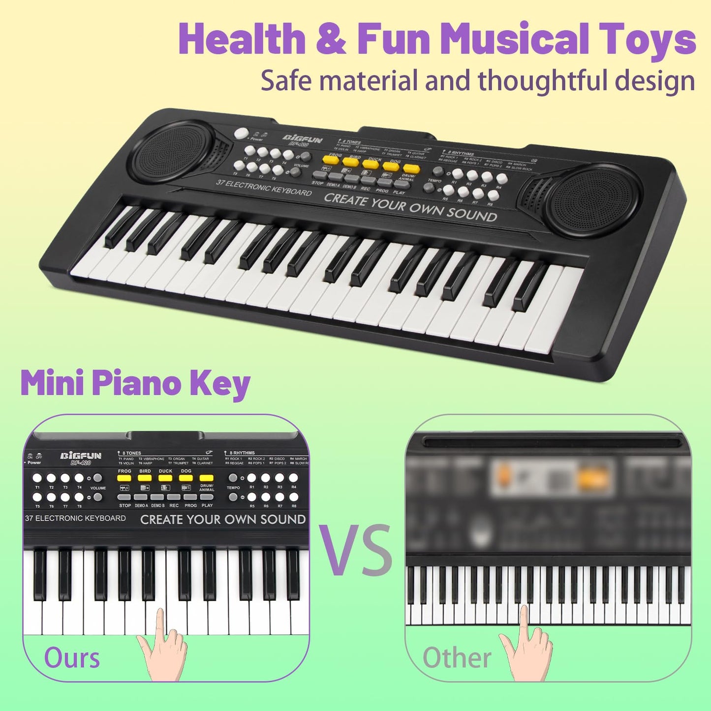 HEEPUEW Kids Piano Keyboard – 37 Keys, Portable Educational Toy for Ages 3-9