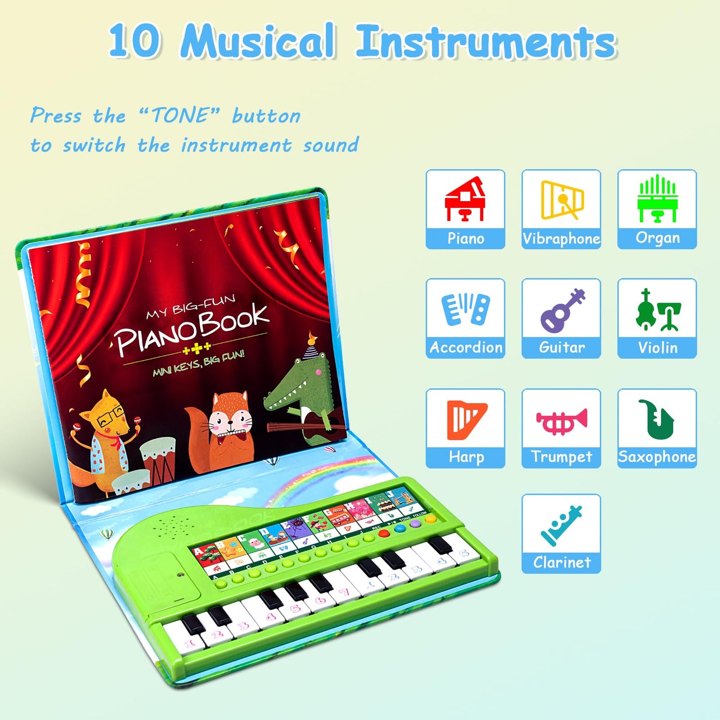 HEEPUEW Toddler Piano Keyboard with Book – Educational Musical Toy for Ages 3-6